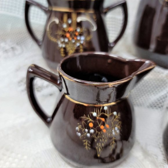 Japanese Moriage Redware Tea Set, Coffee Set Vintage - Picture 4 of 9